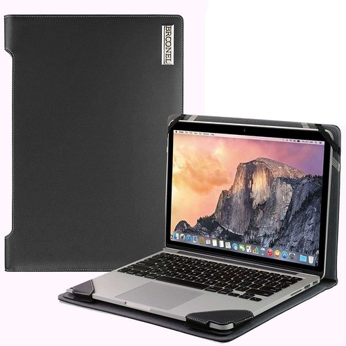 Broonel black leather laptop - leather,
